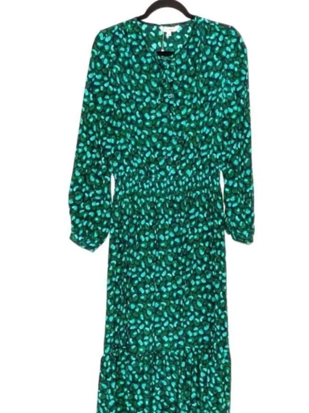 Tucker Juliette Dress Juniper Jaguar in Silk Crepe de Chine Midi Long Sleeves